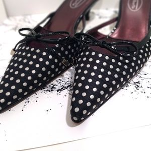 EUC Talbots bowtie polkadot heels